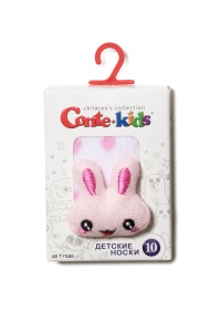 Șosete flaușate cu model iepuraș roz în relief, Conte Kids Sof-Tiki 398 - Img 2