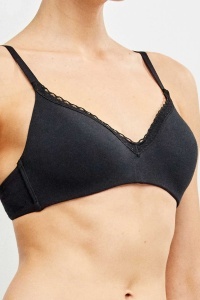 Sutien cu push-up ușor, fără arcuri, din bumbac și plumetis, Gisela 1-10080 negru lateral