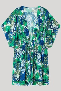 Caftan scurt de plajă, cu imprimeu tropical, Gisela 2/40036 - Img 5