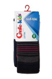 Ciorapi copii, flaușați, din bumbac, cu model dungi, Conte Kids Sof-Tiki 399 - Img 4