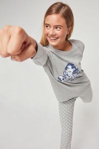 Set pijama lungă cu imprimeu Supergirl, 2 piese, Gisela 2/1841 - Img 2