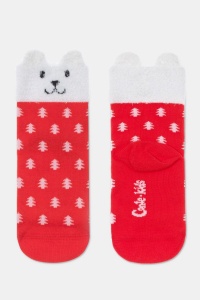 Șosete haioase copii, cu model „Urs Alb de Crăciun”, Conte Kids 909 - Img 2