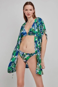 Caftan scurt de plajă, cu imprimeu tropical, Gisela 2/40036 - Img 2