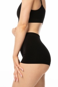 Chiloți damă, tip boxeri din bambus, croială prelungită, Julimex Bamboo Boyshort negru lateral