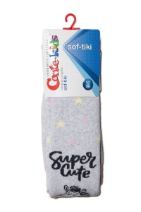 Ciorapi flaușați din bumbac cu model Super Cute, Conte Kids Sof-Tiki 521 - Img 3