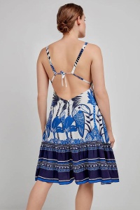 Rochie scurtă plajă cu imprimeu tucan, din 100% vâscoză, Gisela 2/40031 - Img 4