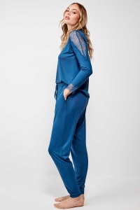 Set pijama din vâscoză tricot, 2 piese, cu dantelă, Gisela 2/20177 - Img 3
