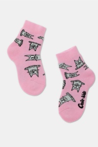 Șosete copii flaușate cu model "Cats", Conte Kids Sof-Tiki 599