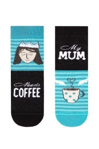 Șosete copii haioase My Mum needs Coffee, Funny Legs 337 - Img 2