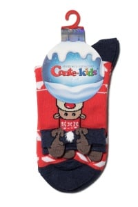 Șosete haioase Crăciun, model „Rudolph” cu ornament și picot, Conte Kids 445 - Img 2