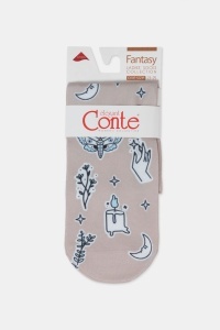 Șosete haioase cu model nocturn, Conte Fantasy 331 bej ambalaj