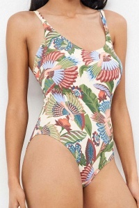 Costum de baie întreg, plus size, cupe fixe și fără arcuri, din material piqué, Gisela 2/30381 lateral