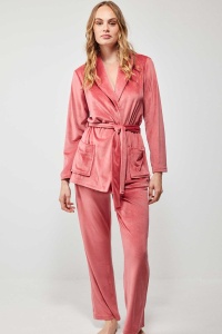 Set halat cu cordon și pantaloni lungi din microfleece, Gisela 2/20196 - Img 3