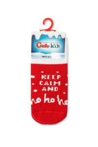 Șosete cu talpă flaușată pentru copii, motive Crăciun, cu model ”HO-HO-HO”, Conte Kids 519 - Img 5