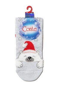 Șosete damă de Crăciun cu model pui de Urs Polar, Conte Elegant 443 - Img 3