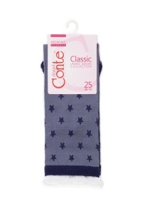 Șosete damă din vâscoză, cu model lucios și plasă decorativă transparentă, Conte Classic 491 Denim ambalaj