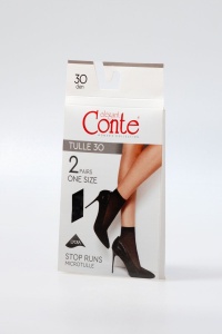 Șosete damă, scurte 1/2, Lycra, Conte Tulle 30 Den (2 perechi) - Img 4