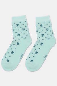 Șosete flaușate cu imprimeu floral, Conte Elegant Comfort 434