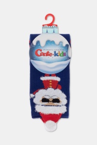 Șosete haioase copii, cu model Moș Crăciun cu ață pufoasă și ornament, Conte Kids 912 - Img 3