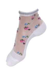 Șosete poliamidă 1/2 cu model floral și picot din lurex, Fantasy 137 - Img 2