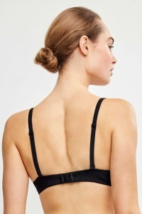 Sutien cu push-up ușor, fără arcuri, din bumbac și plumetis, Gisela 1-10080 negru spate