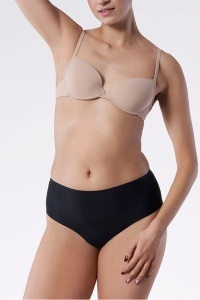 Chiloți damă fără cusături, cu talie înaltă, Julimex Simple String Maxi Negru fata