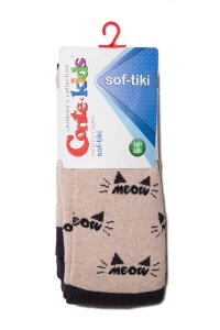 Ciorapi copii din bumbac flaușați cu model "Meow", Conte Kids Sof-Tiki 532 - Img 3