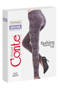 Colanți velvet cu model floral, Adelina - Img 3