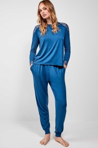 Set pijama din vâscoză tricot, 2 piese, cu dantelă, Gisela 2/20177 - Img 2