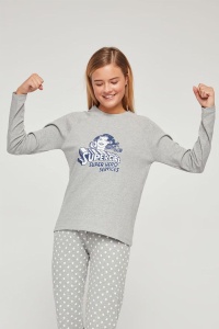 Set pijama lungă cu imprimeu Supergirl, 2 piese, Gisela 2/1841