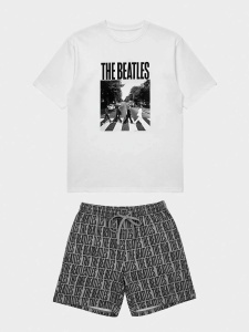 Set pijama scurtă pentru bărbați, imprimeu The Beatles, 100% bumbac, Gisela 2/20413 - Img 4