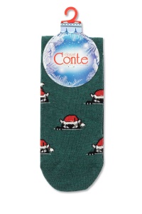 Șosete damă cu motive Crăciun, model ”Xmas Cat”, Conte Elegant 524 - Img 3