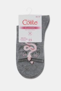 Șosete damă din bumbac, cu model șarpe, Conte Classic 537 - Img 5