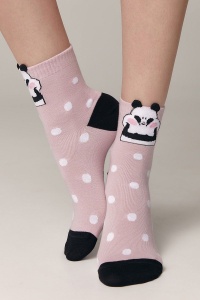 Șosete damă din bumbac, cu picot „Panda”, Conte Classic 365