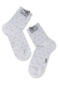 Șosete damă din bumbac cu picot "Lazy Puppy", Classic 252 - Img 2