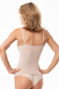 Top damă cu sutien integrat, Julimex Simple Cami Negru Bej spate