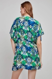 Caftan scurt de plajă, cu imprimeu tropical, Gisela 2/40036 - Img 3