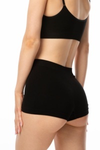 Chiloți damă, tip boxeri din bambus, croială prelungită, Julimex Bamboo Boyshort negru spate