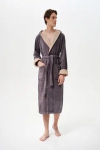 Halat baie unisex din bumbac frotir, cu glugă, Esli SF01