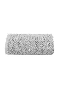 Prosop baie din 100% bumbac premium, model Zig-Zag, 550g-m2, 50x100cm, Esli gri deschis