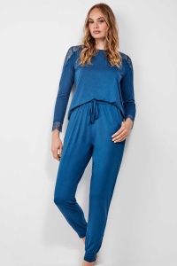 Set pijama din vâscoză tricot, 2 piese, cu dantelă, Gisela 2/20177 - Img 4