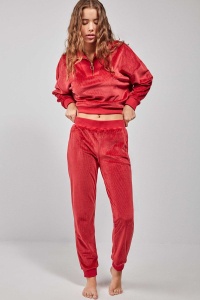 Set pijama lungă din catifea cu textură nervurată, Gisela 2/20230 - Img 3