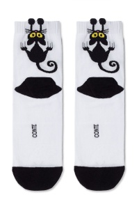 Șosete damă din bumbac cu picot "Black Cat", Classic 233 - Img 3