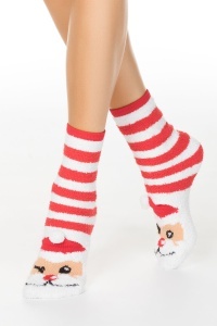 Șosete flaușate haioase damă, model Santa cu pompon, Conte Elegant 448 - Img 2
