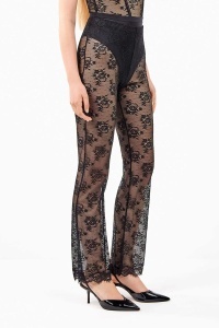 Pantaloni lungi elastici, din dantelă florală, Gisela 2/80005, lateral.