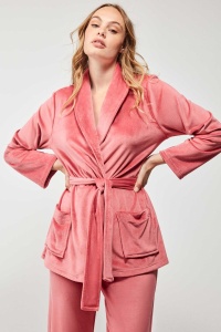 Set halat cu cordon și pantaloni lungi din microfleece, Gisela 2/20196 - Img 4