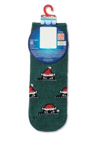 Șosete copii de Crăciun cu model ”Xmas Cat” cu ață pufoasă, Conte Kids 524 - Img 3