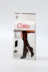 Șosete damă, lungi 3/4, Lycra, Conte Tulle 30 Den (2 perechi) - Img 4