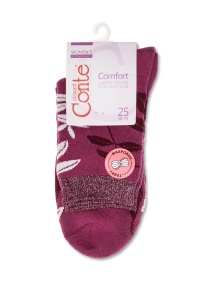 Șosete flaușate cu imprimeu frunze, Conte Elegant Comfort 213 - Img 5
