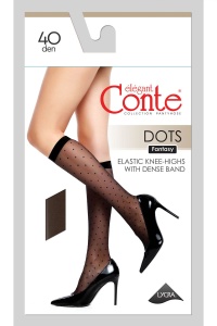 Șosete poliamidă 3/4 cu model buline polka, Conte Fantasy Dots 40 Den - Img 2